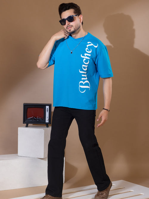 Blue Frequency Oversized Printed T-Shirt