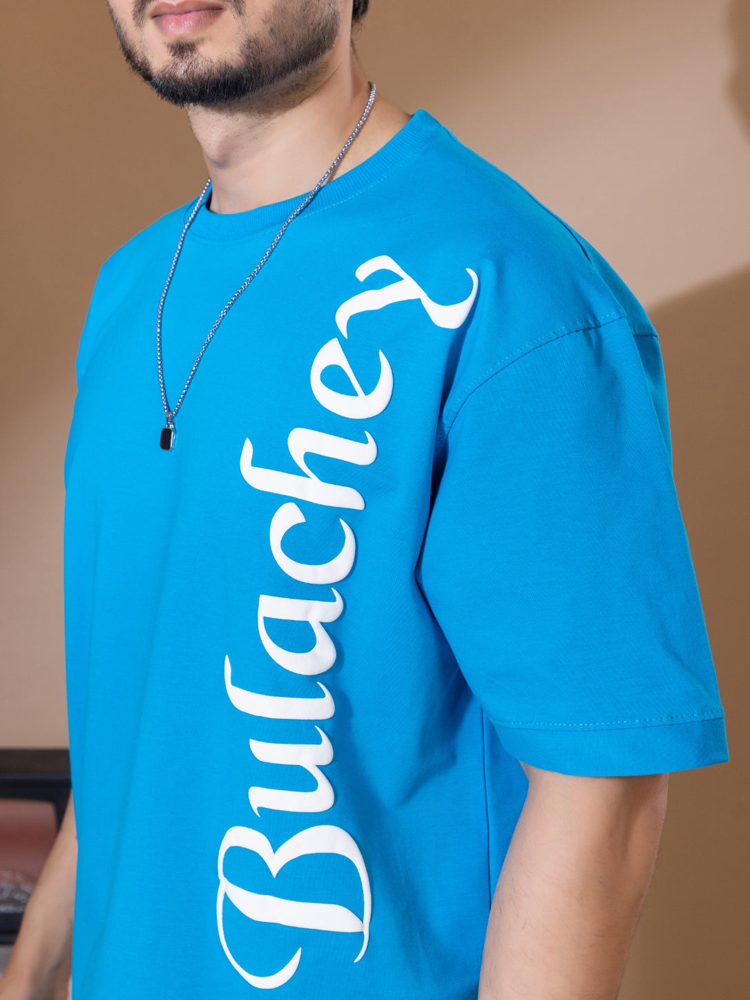 Blue Frequency Oversized Printed T-Shirt