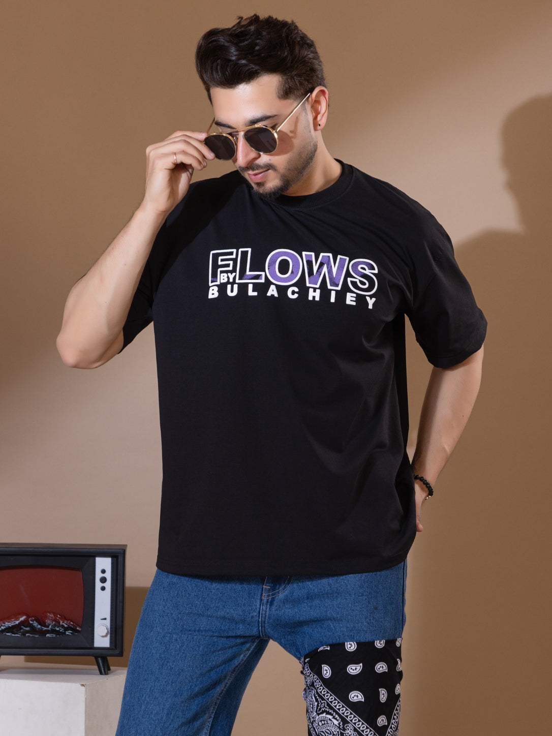 Noir Orchid Oversized Printed T-Shirt